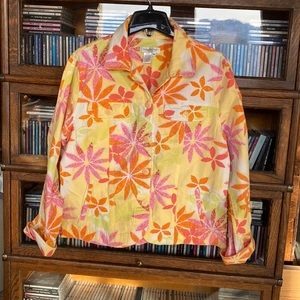 COLDWATER CREEK Boxy Jacket Orange/Yellow/Green/White Size Medium